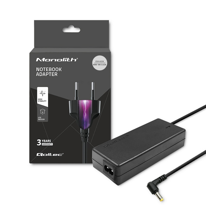 Qoltec Schwarz Netzteil Für Acer Laptop 65W 19V 3,42A 5,51,7 + Stromkabel