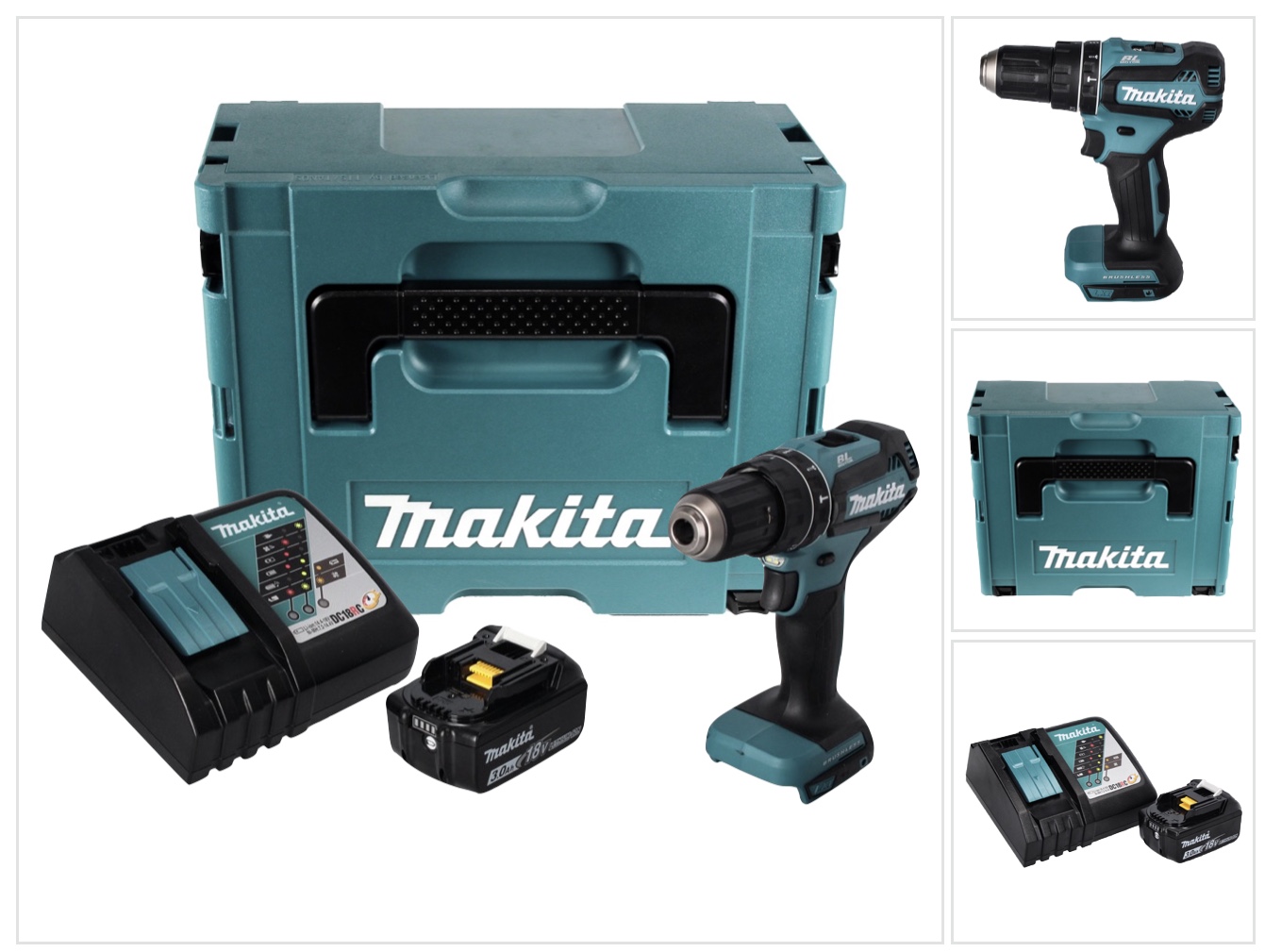 Makita Dhp 485 Rf1j Akku Schlagbohrschrauber 18 V 50 Nm Brushless + 1x Akku 3, 0 Ah + Ladegerät + Makpac