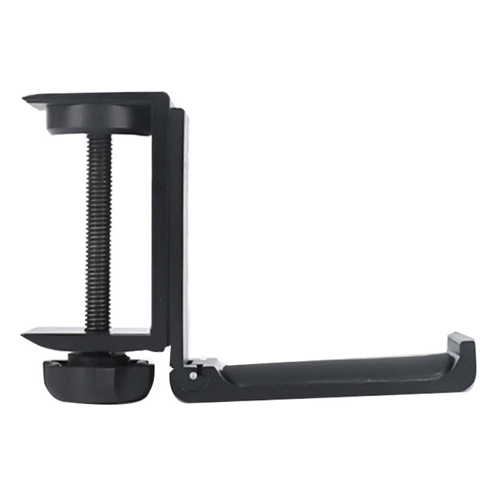 Support casque audio pliable en aluminium, fixation murale ou sous bureau, noir