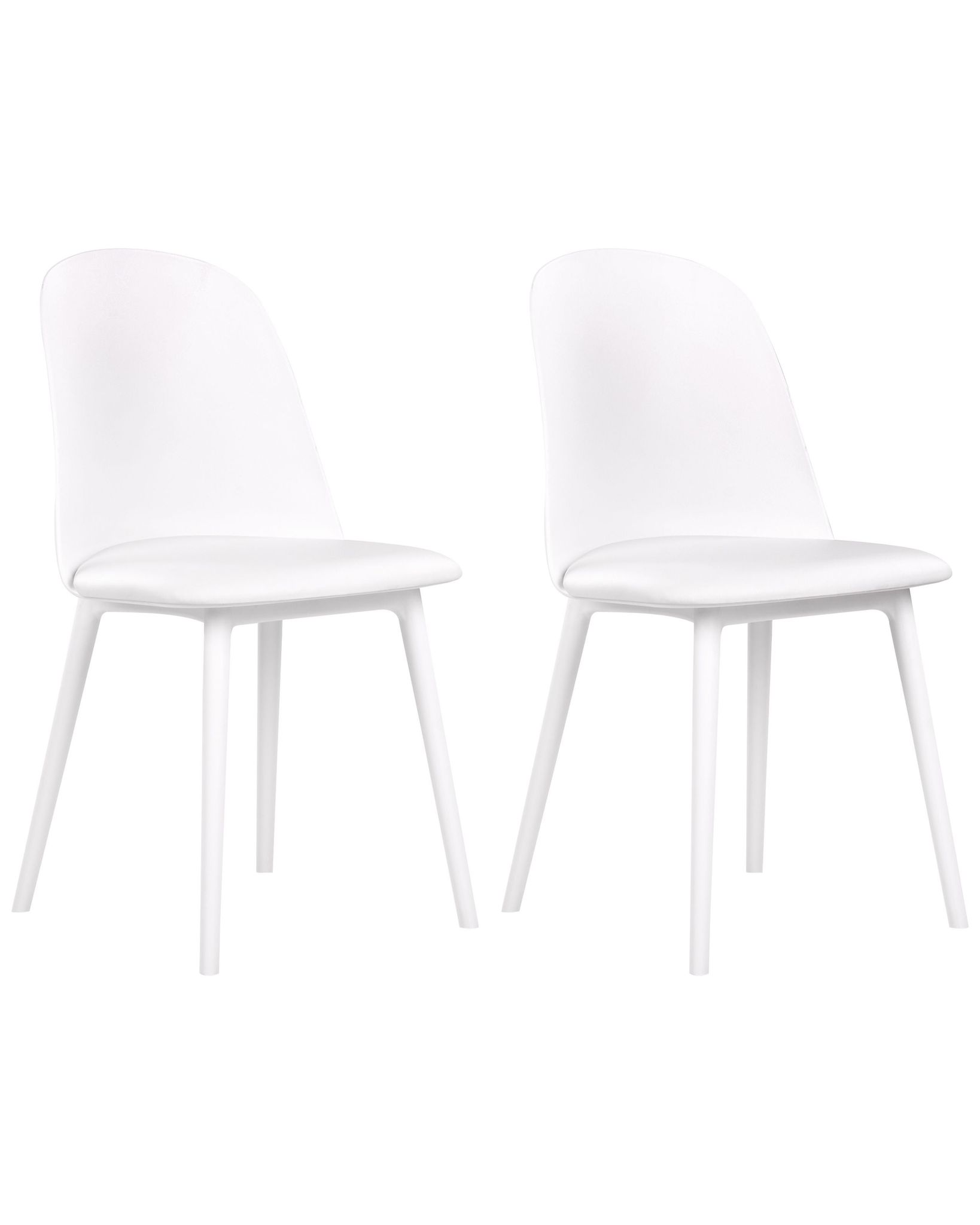 Beliani Esszimmerstuhl 2er Set Weiß Kunststoff Mit Sitzpolster Hoher Rückenlehne Ohne Armlehnen Modern Wohnzimmer Essbereich Flur Diele Ausstattung