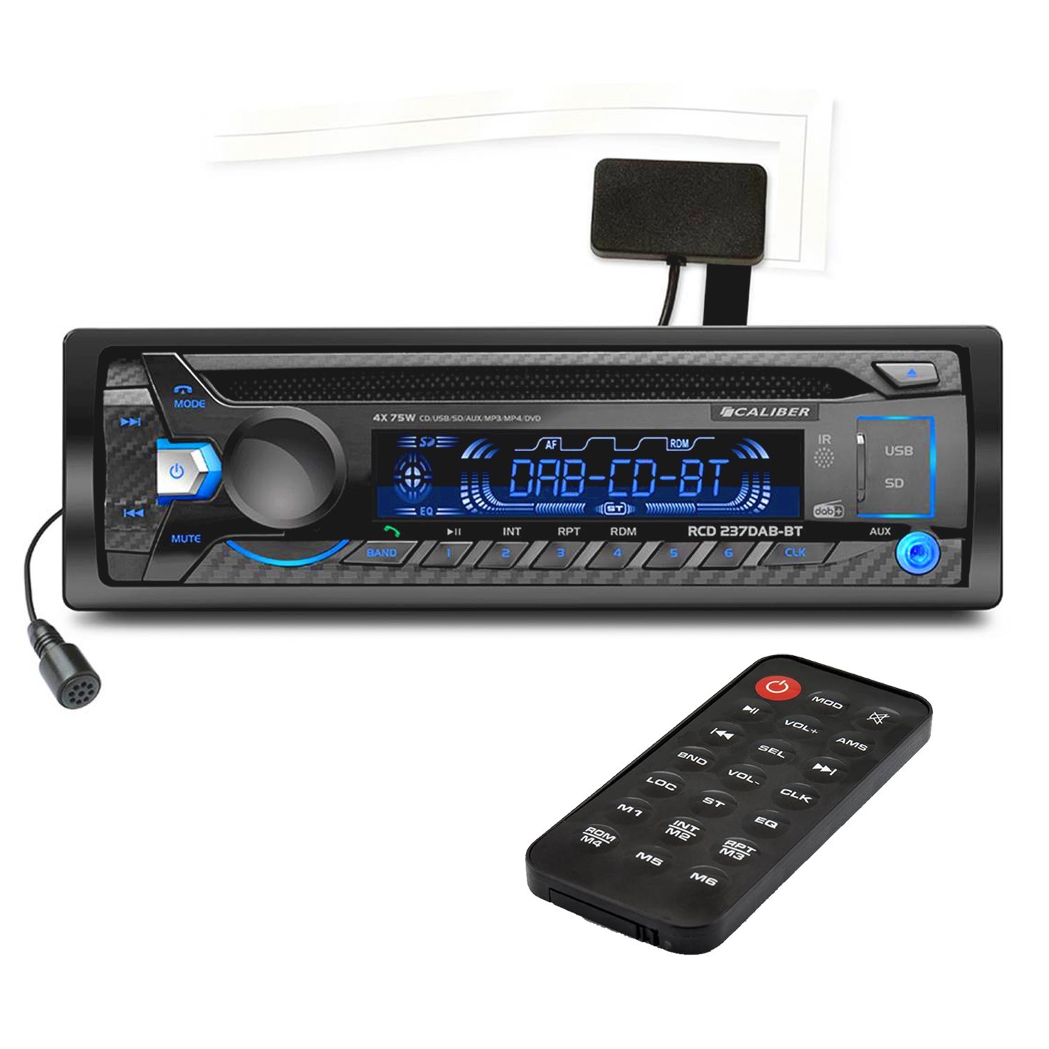 Caliber Schwarz Autoradio Rgb Rcd237dab-Bt - Radio, Dab, Lecteur De Cartes Sd, Usb - 4 X 75 Watts