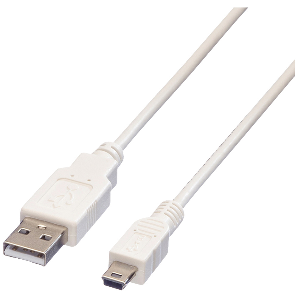 Value Weiß Usb-Kabel Usb 2.0 Usb-A Stecker, Usb-Mini-A Stecker 0.80 M Geschirmt 11.99.8708