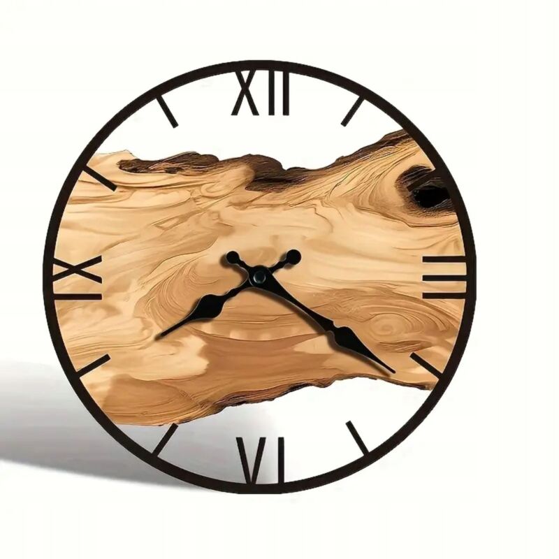 Horloge Murale Rétro Bois 30cm - Quartz Silencieux - Acrylique - Déco