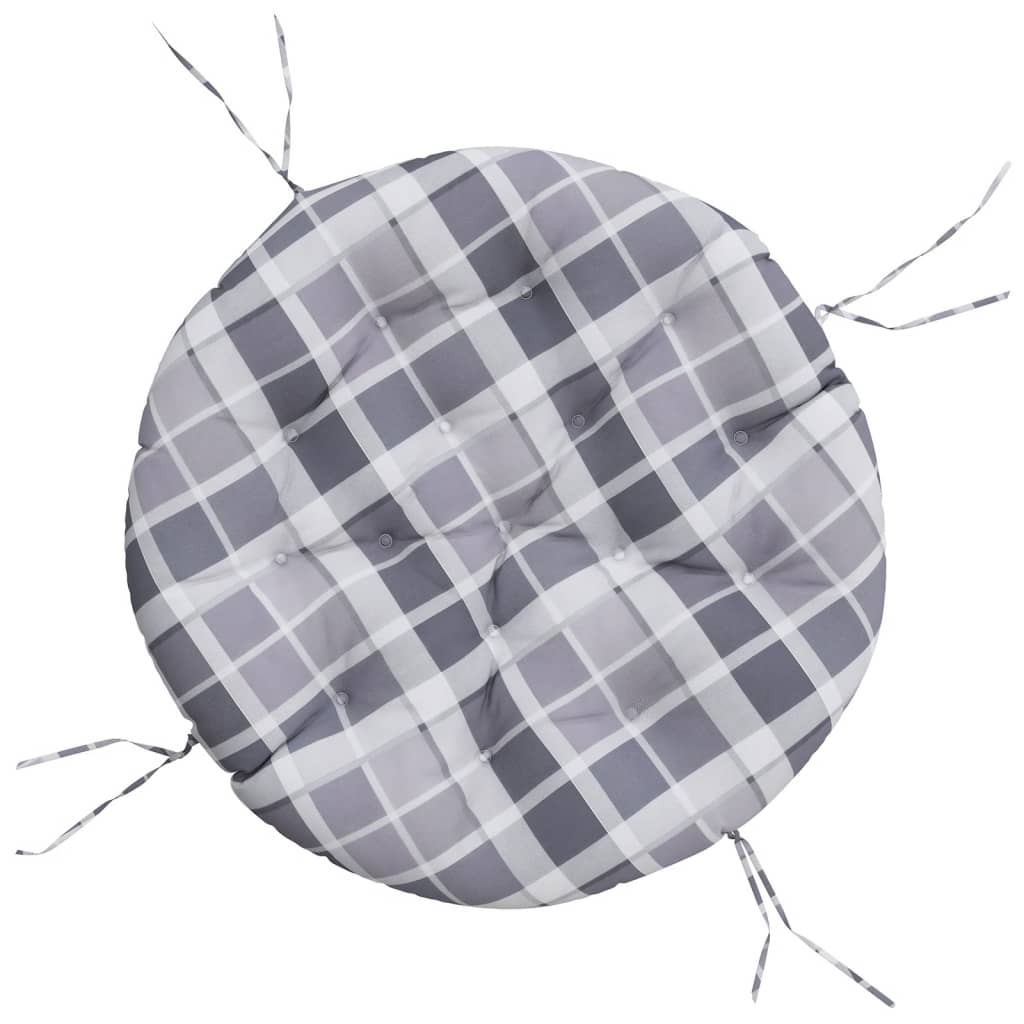 vidaXL Cojín Redondo Tela Oxford Estampado de Cuadros Gris Ø 100x11 cm
