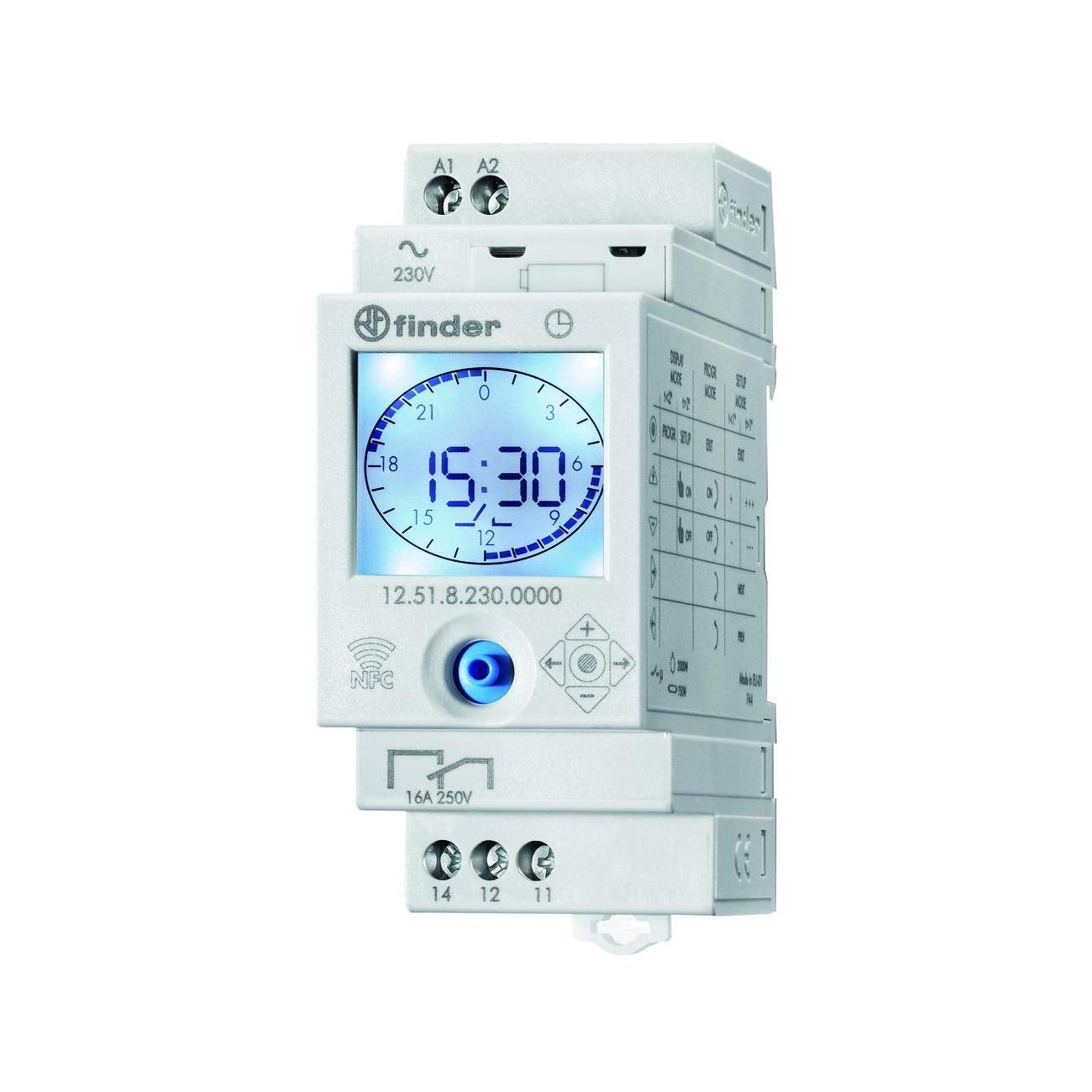 Finder 12.51.8.230.0000 Zeitschaltuhr Für Hutschiene 230 V/Ac Tagesprogramm, Wochenprogramm