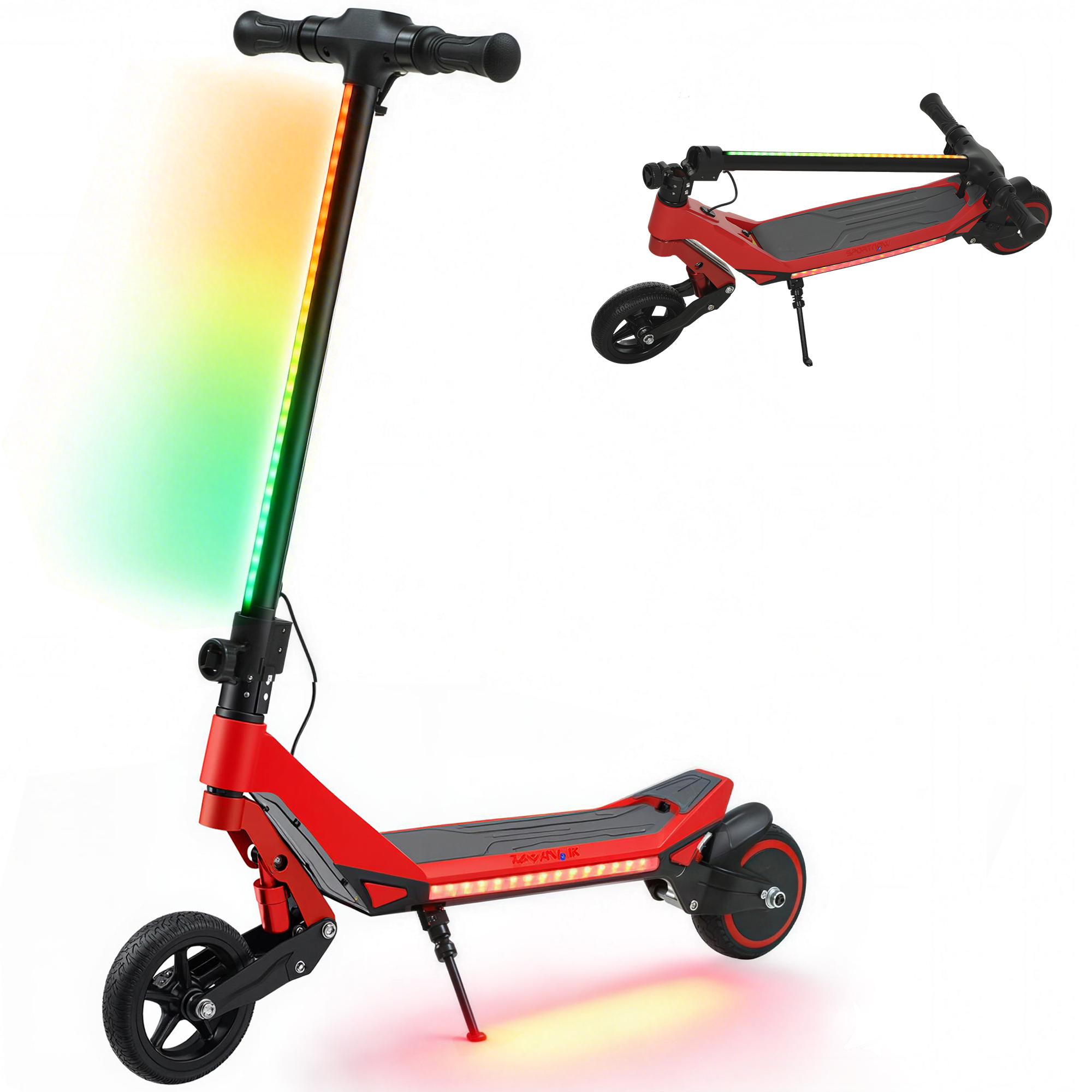 Sportnow Electric Scooter For Kids, Foldable E Scooter For Age 6+ Red