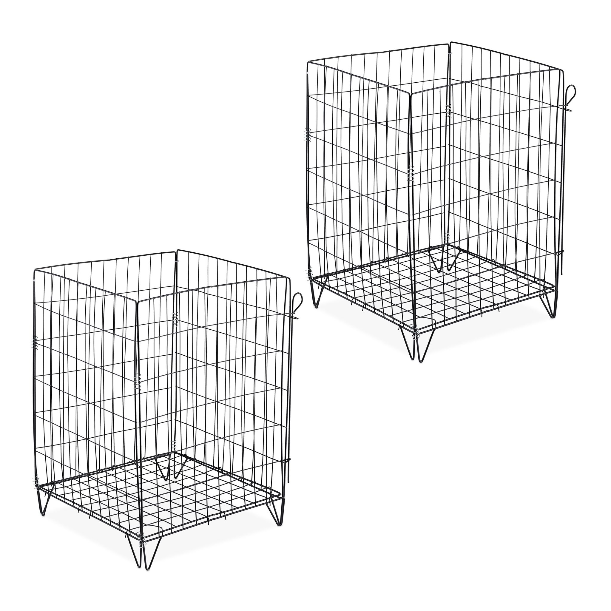 Relaxdays - Metal Compost Bin, Set Of 2, Grid And Legs, Hxwxd, 68x46x46 Cm, Wire Composter, Garden Waste, Steel, Black