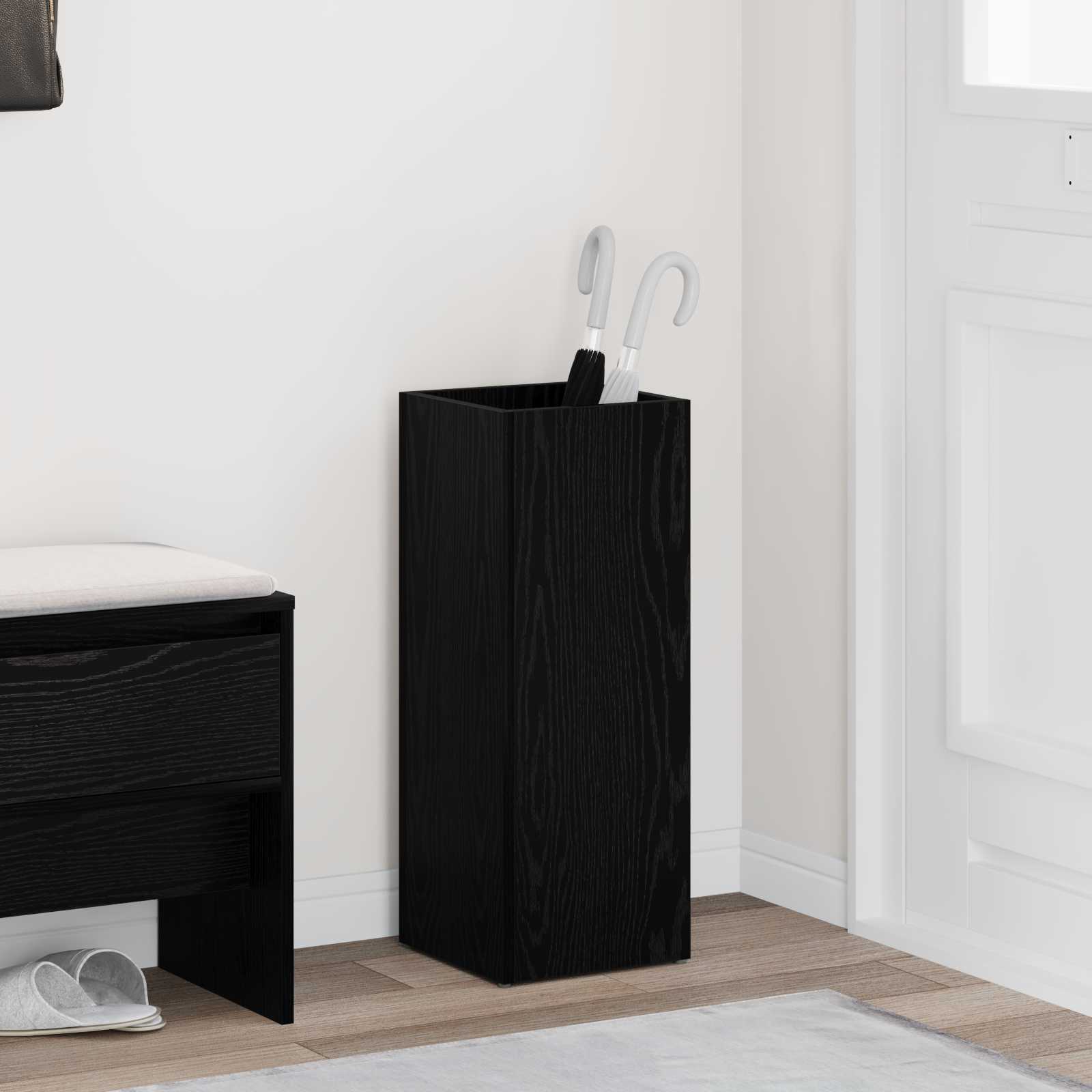 Umbrella Stand Black Oak 25 X 24.5 X 64 Cm Engineered Wood Vidaxl