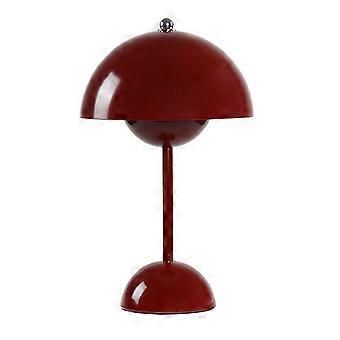 Lampe De Table Led Rechargeable À Interrupteur Tactile, Motif Champignon Et Bouton De Fleur, Idéale Pour Le Salon Ou Le Bureau (rouge Vin).