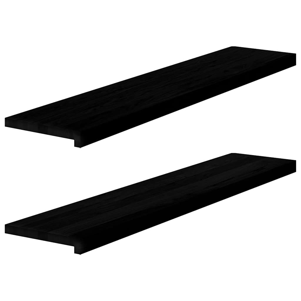 vidaXL Fensterbänke 2 Stk. Braun-Schwarz 120x30x2 cm Massivholz Eiche