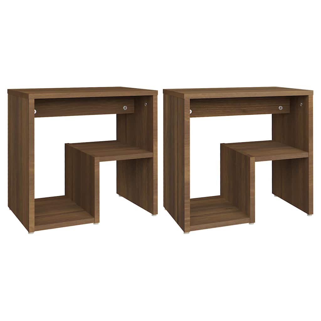 Vidaxl Braun - Nachttische 2 Stk. Eichen-Optik 40X30x40 Cm Holzwerkstoff
