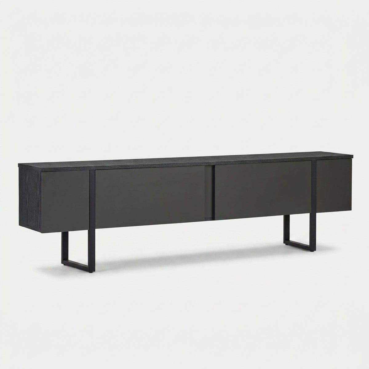 Schwarz Funzi Living Onera Tv-Tisch Mit 2 Türen, Anthrazitgraues Melamin Und 180X30 Cm - Image 2