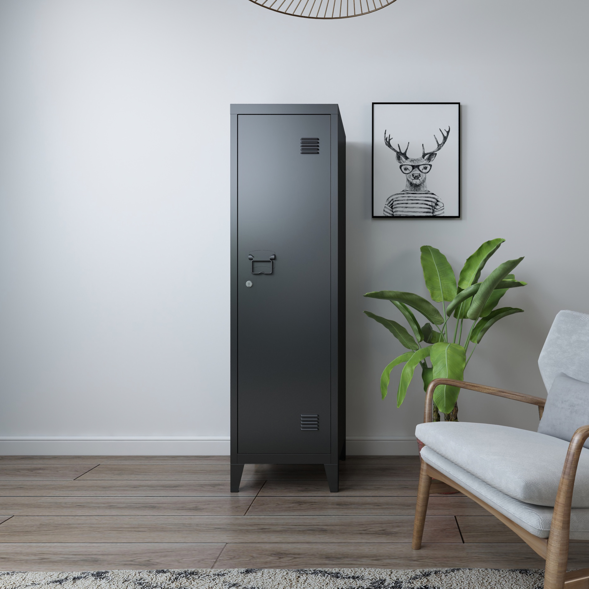 Armoire À Casier Kurikka Métallique Vérouillable 137 X 38 X 38 Cm Noir