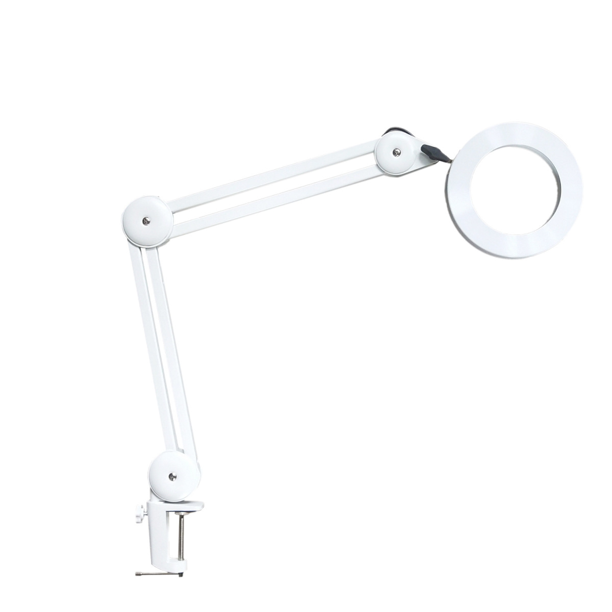 Lampe loupe d'atelier 5 dioptries, bras pivotant 220°, pince jusqu'à 5 cm