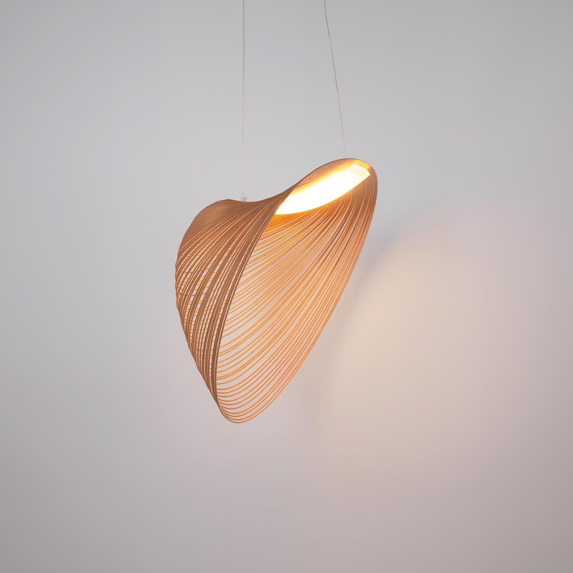 Lampe Suspension Design En Bois "bogam 40" - 14w - Ø 40cm - Blanc Chaud