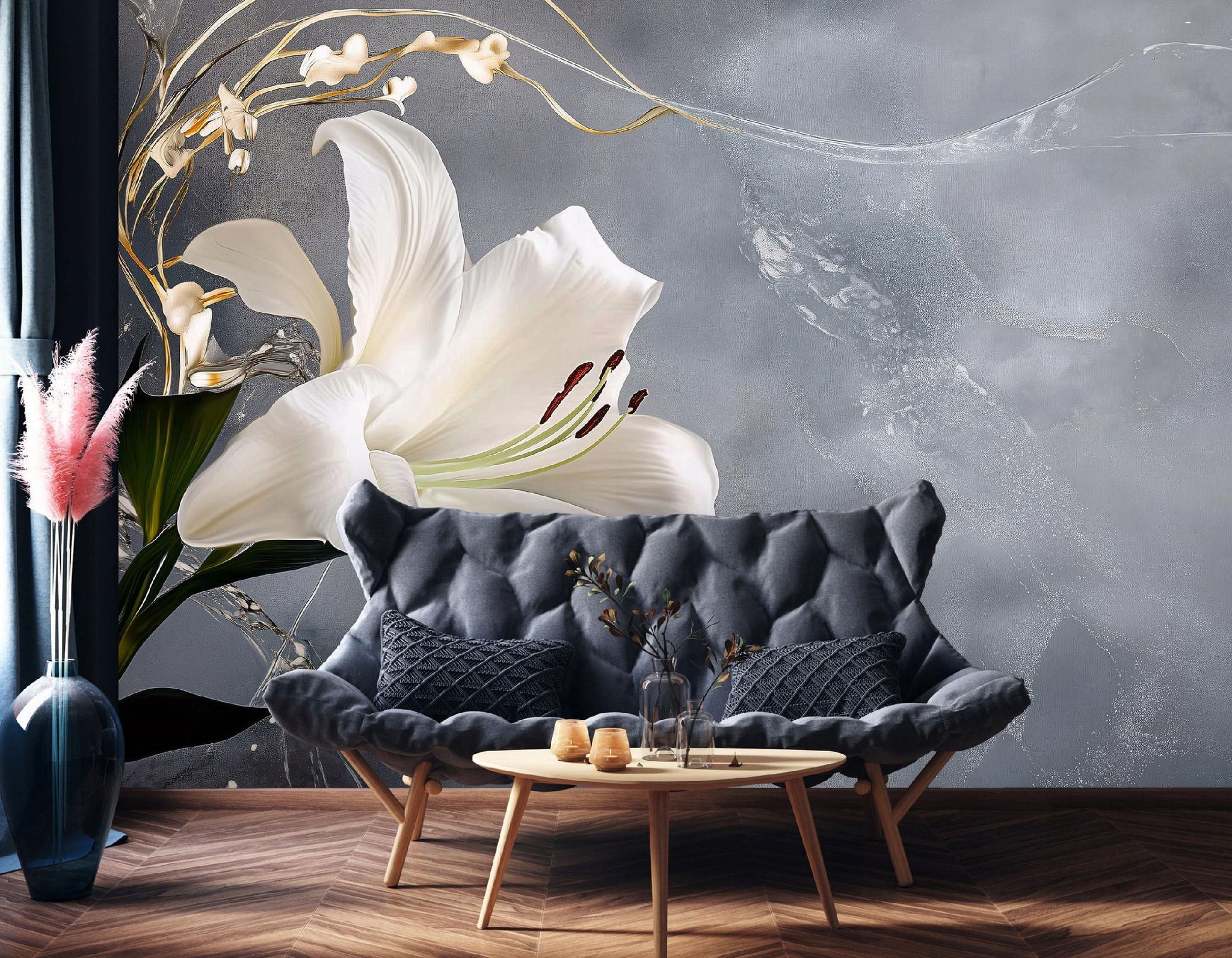 Wallarena Vlies Fototapete Lilien 400x280 Cm, Tapeten, Für Wohn Und Schlafzimmer, Vliestapete Wandtapete Tapete 3d Effekt- Inkl. Kleister - Blumen Abstrakt