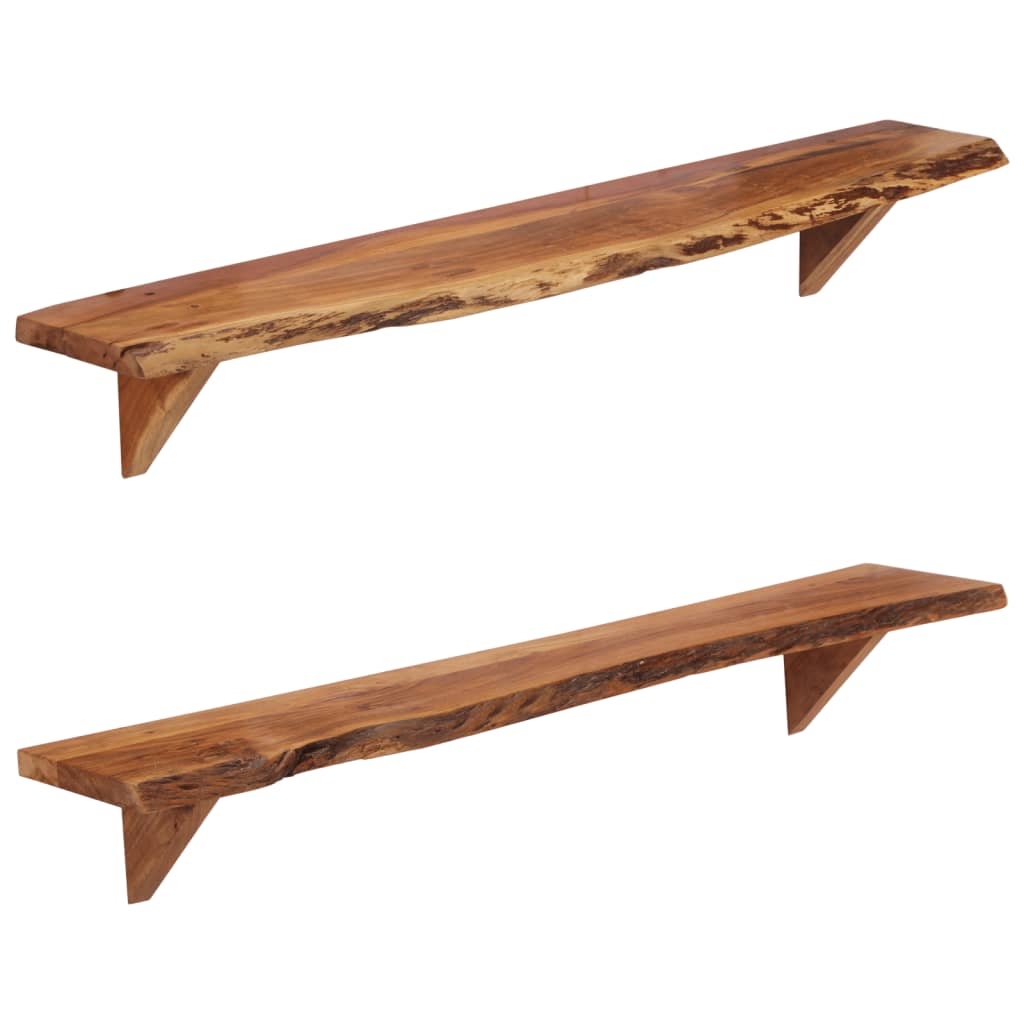 Vidaxl Braun Wandregale 2 Stk. 110X20x18 Cm Massivholz Akazie