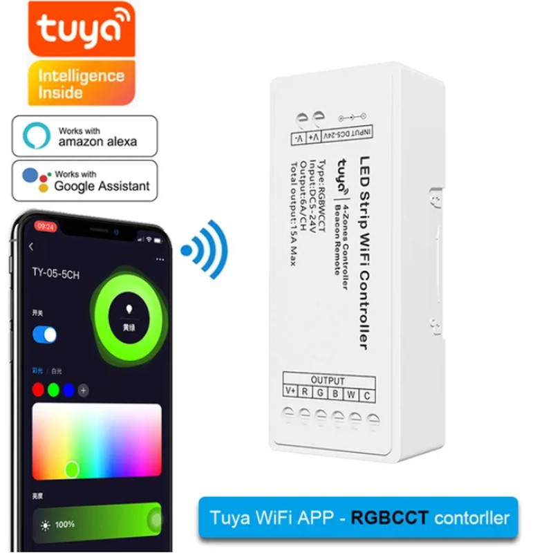 Controller 4 Zone Per Strip Led Smart Wifi Rgbcct - Tuya