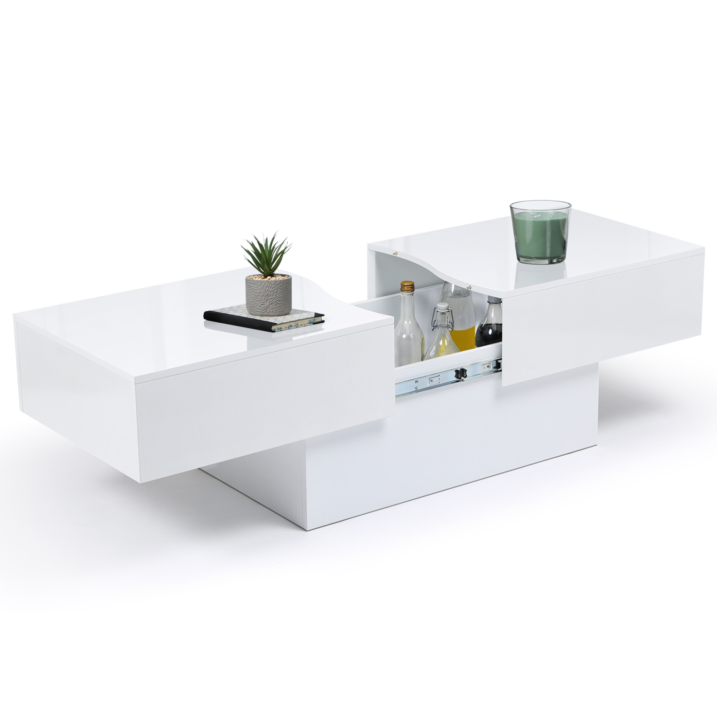 Idmarket - Table Basse Coulissante Rectangulaire Marta Bois Blanc