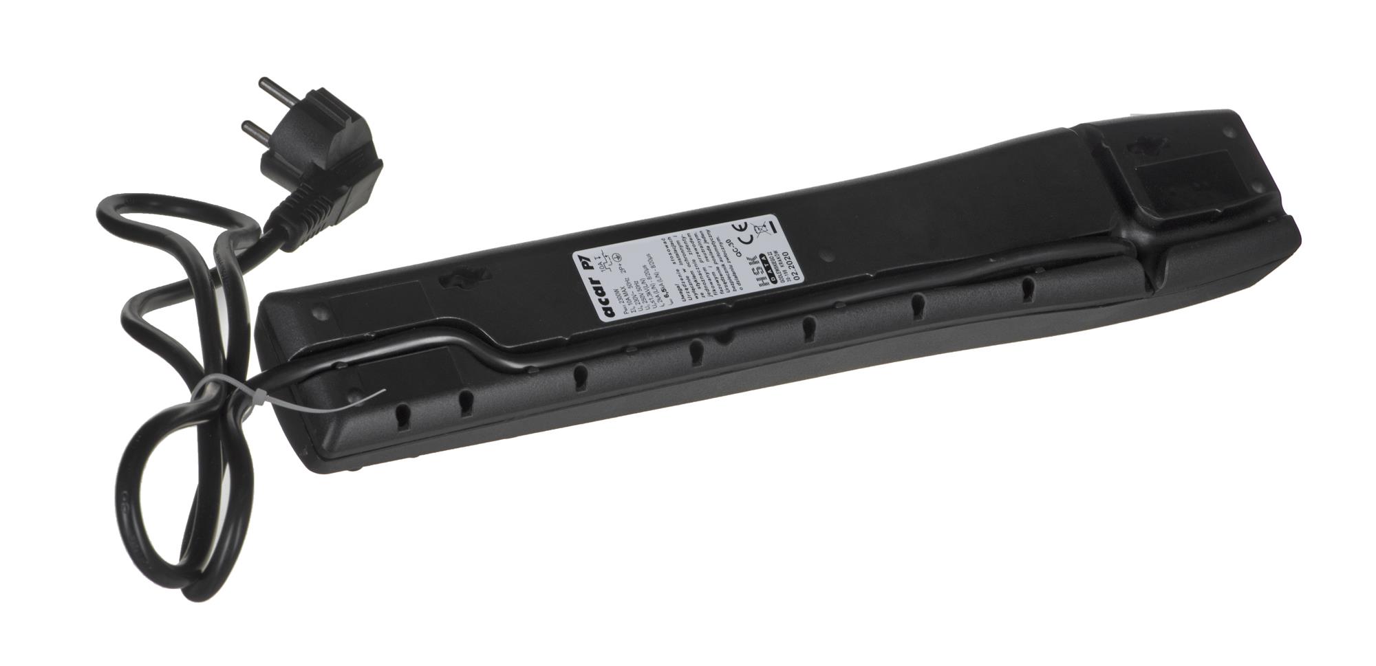 Sacar Due Schwarz Acar Steckdosenleiste Mit Schalter 7 Steckdosen, Kabel 1,5 M, (P7 (1.5M) Czarny)