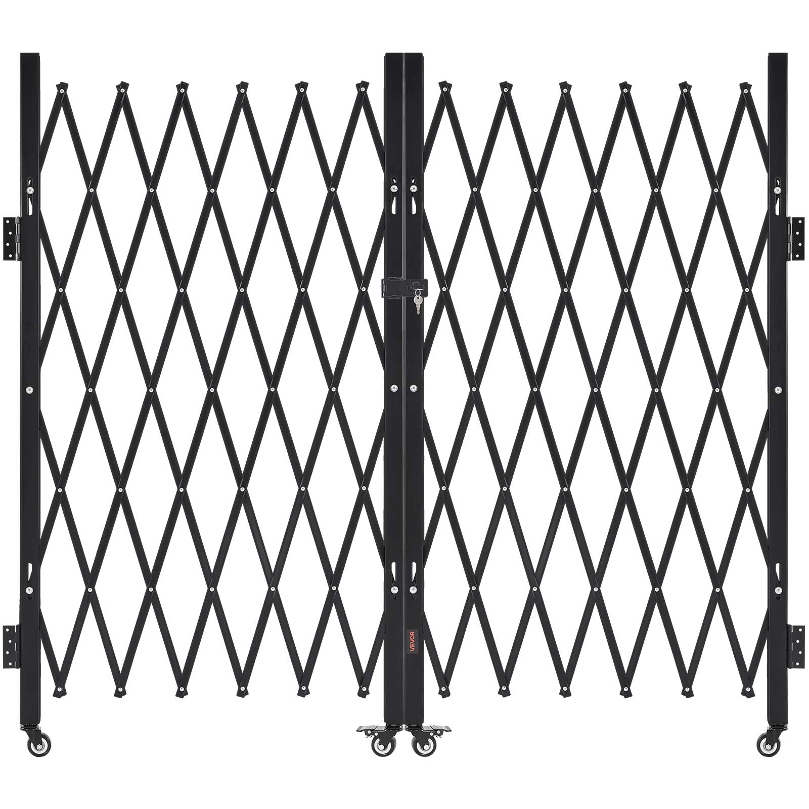 Vevor Double Folding Security Gate, Lockable Scissor Gate With 360° Swivel Casters, Outdoor Barricade Steel Retractable Gates, For Entry Security,