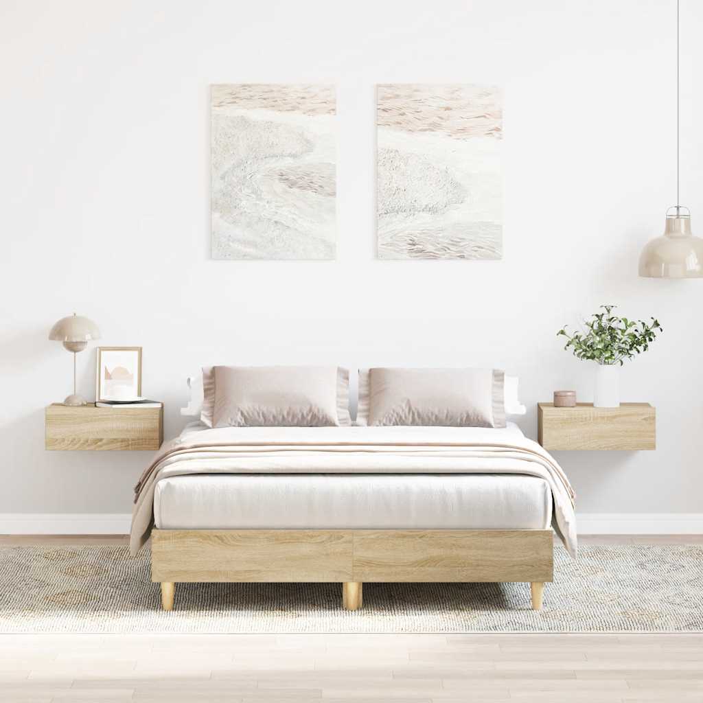 Cadre De Lit Sans Matelas Chêne Sonoma 140x190 Cm Vidaxl