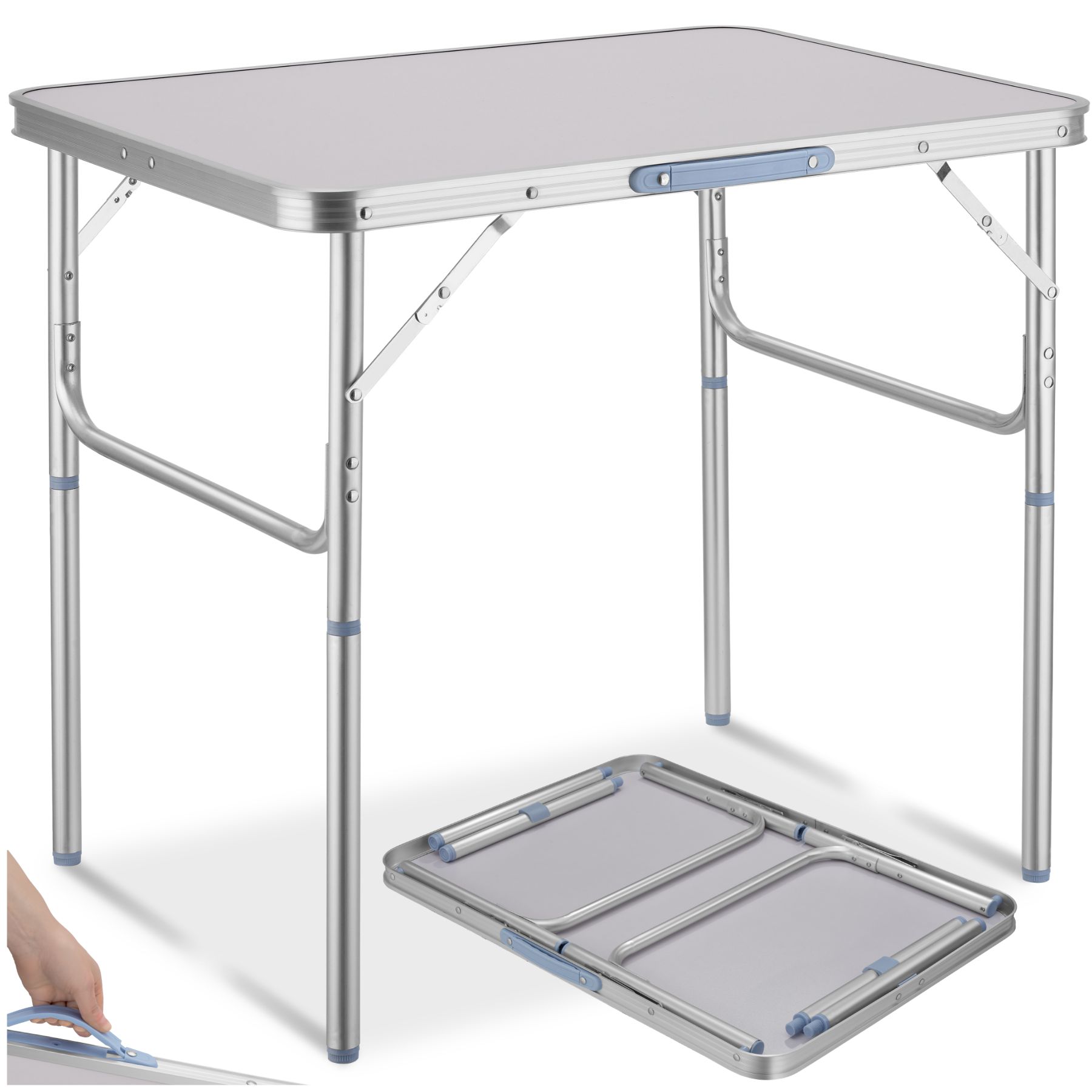 Table De Camping Pliable Avec Cadre En Aluminium 75x55x68 Cm Gris