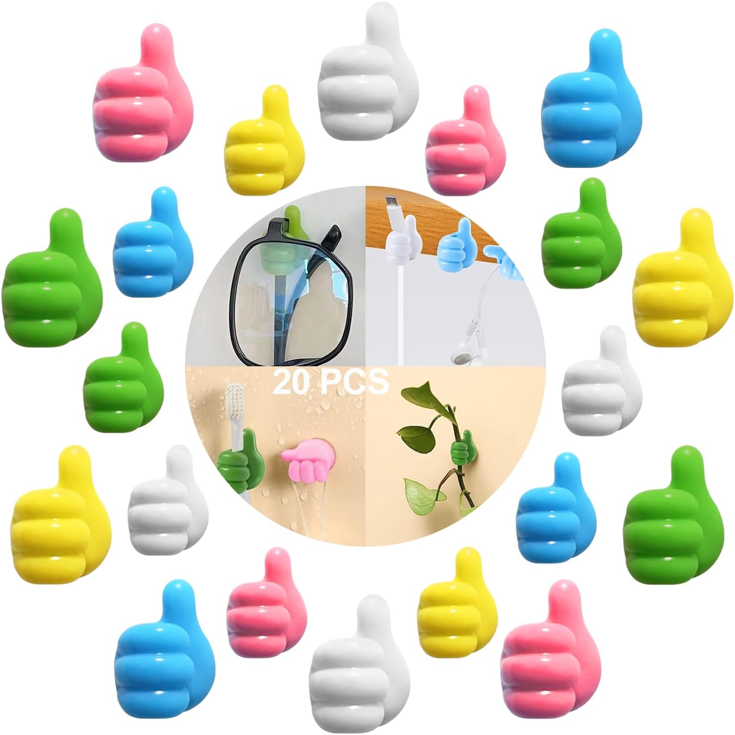 Crochets adhésifs à pression en silicone, sans perçage, pour manteaux et serviettes, lot de 20