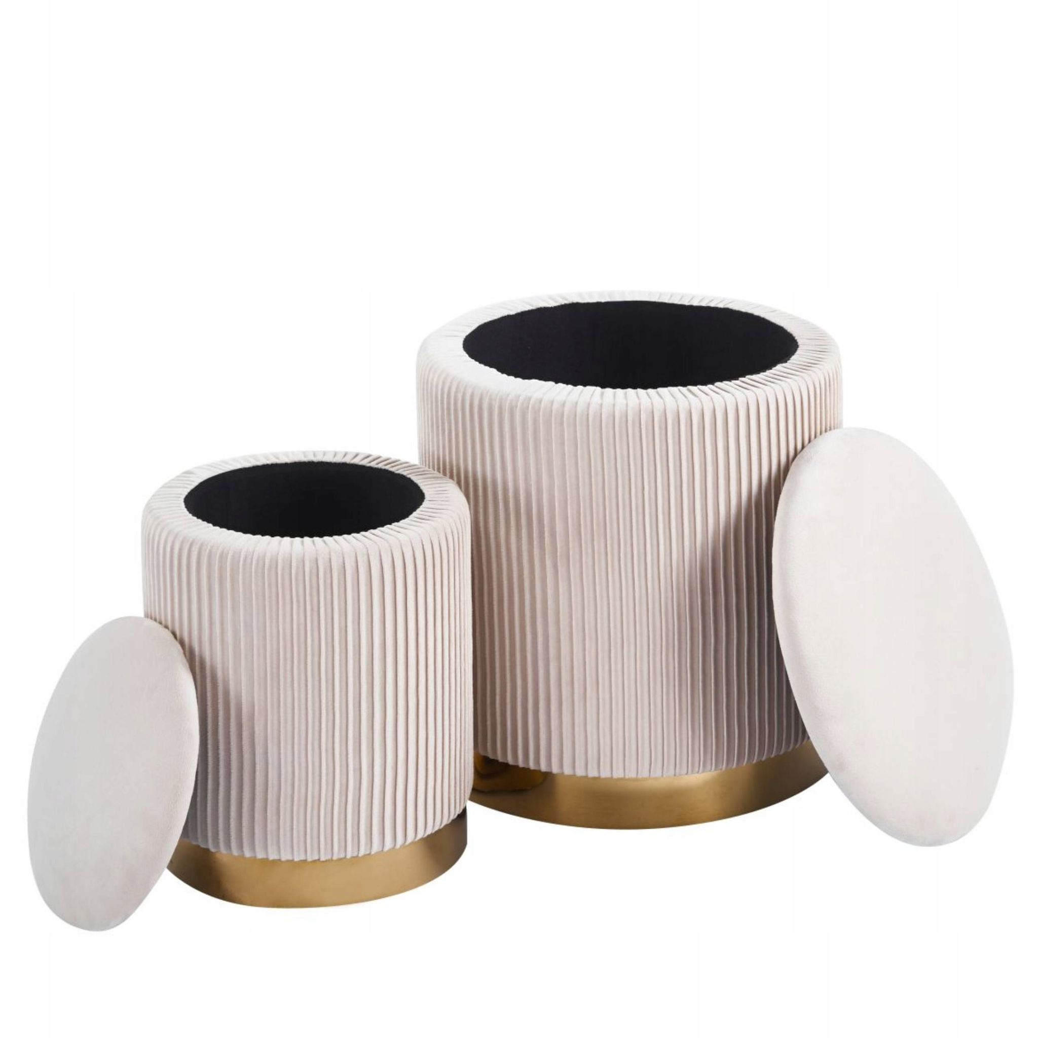 Poufs (lot De 2) P4-fx Velours Beige