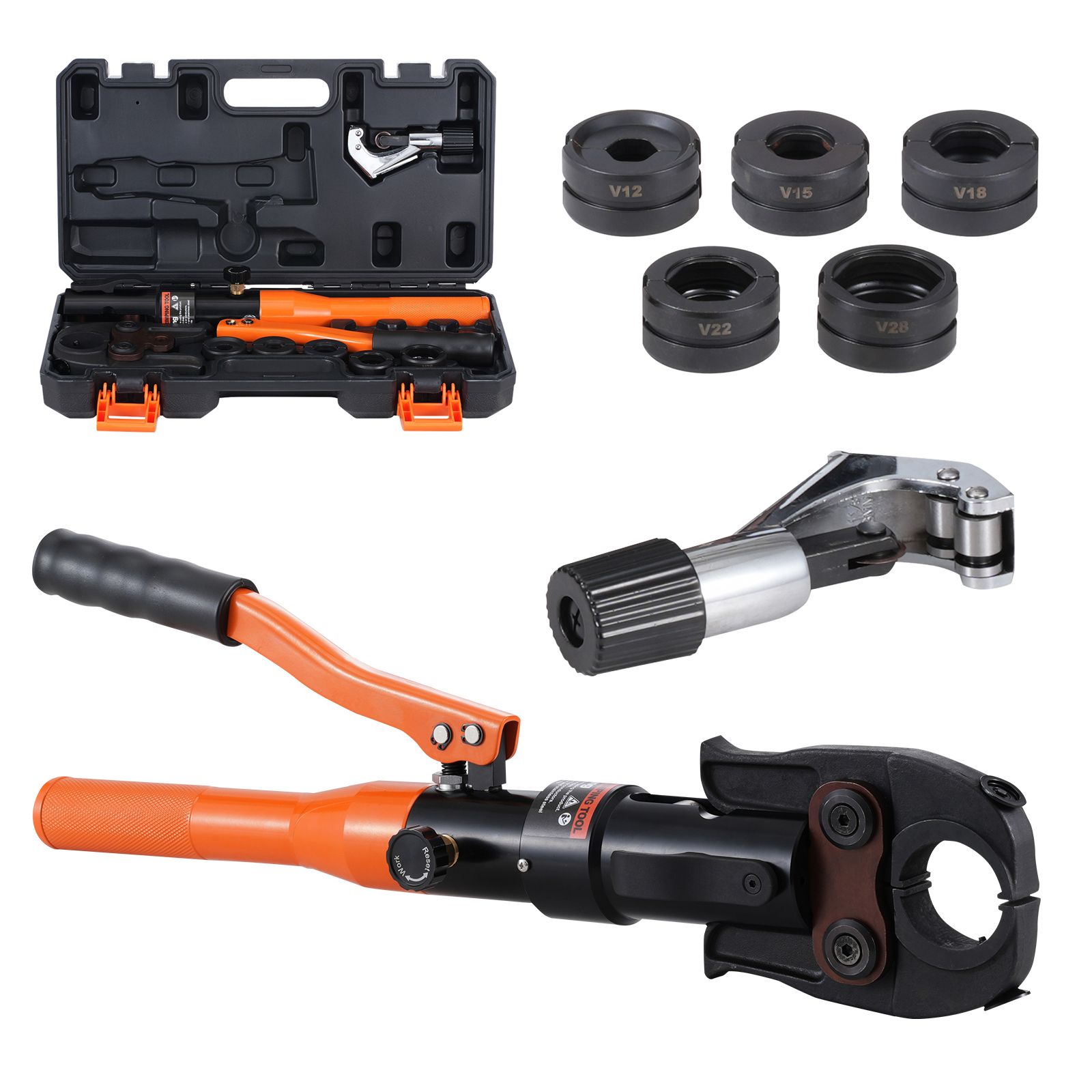 Pince à sertir hydraulique pour tubes cuivre, mâchoires interchangeables V12 V15 V18 V22 V28, tête rotative 360°