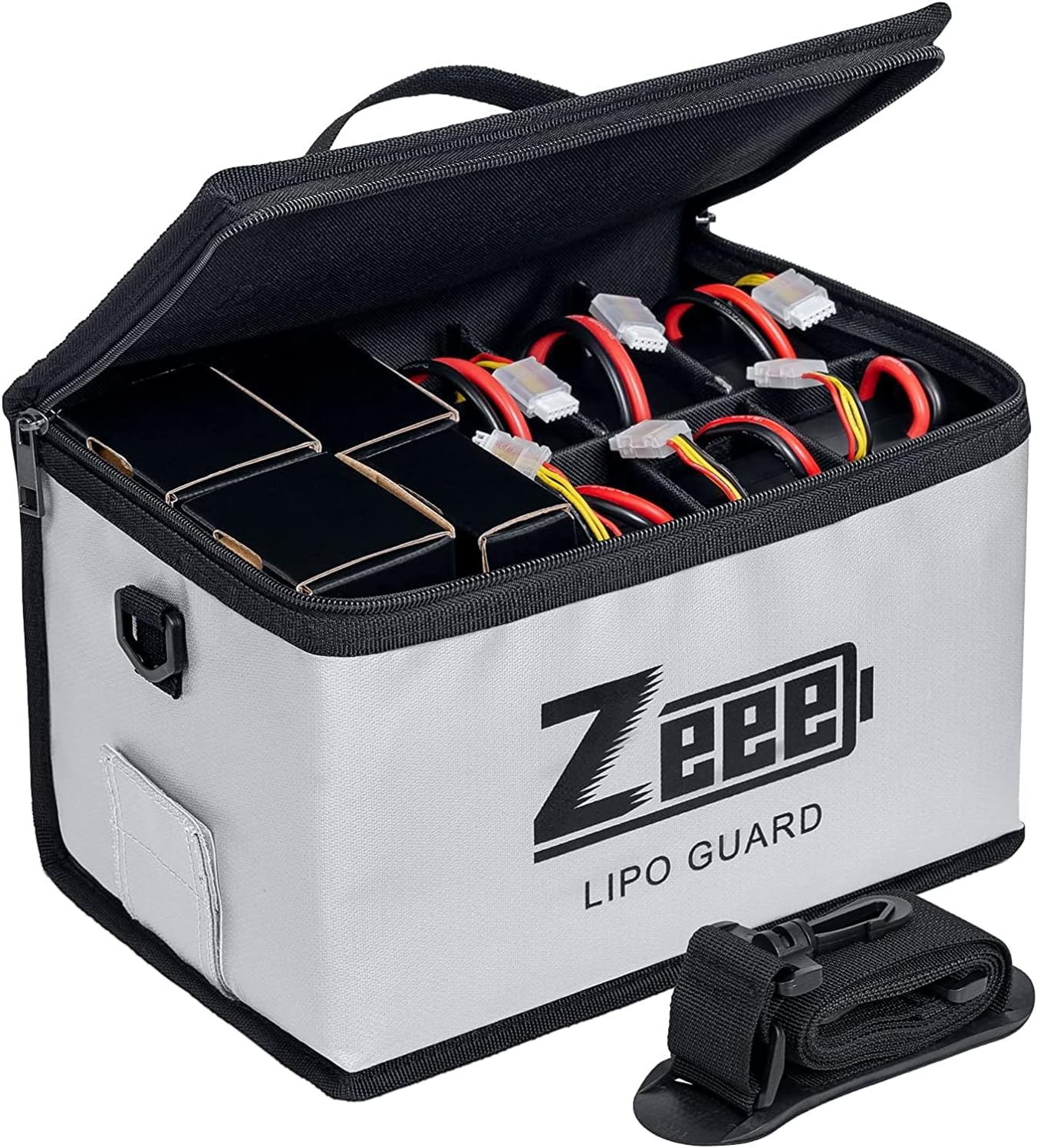 Sac ignifuge pour batteries LiPo, 10 emplacements, 270 x 170 x 170 mm, noir