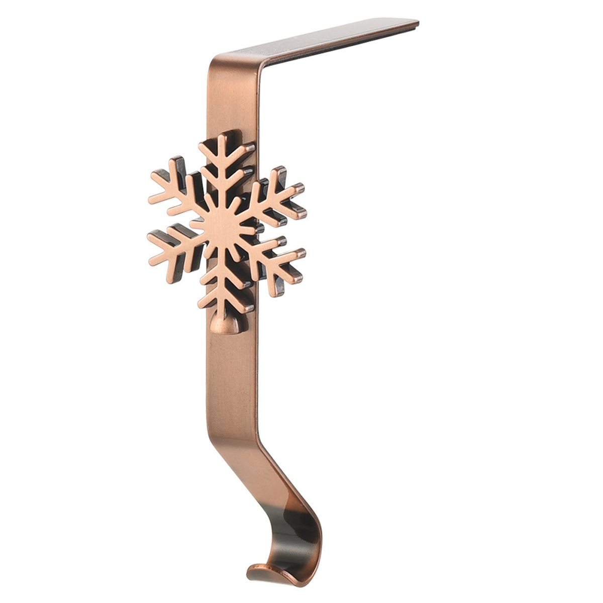 Porte-chaussette de Noël pour cheminée en métal bronze, motifs sapin, bonhomme de neige, flocon et renne, lot de 2