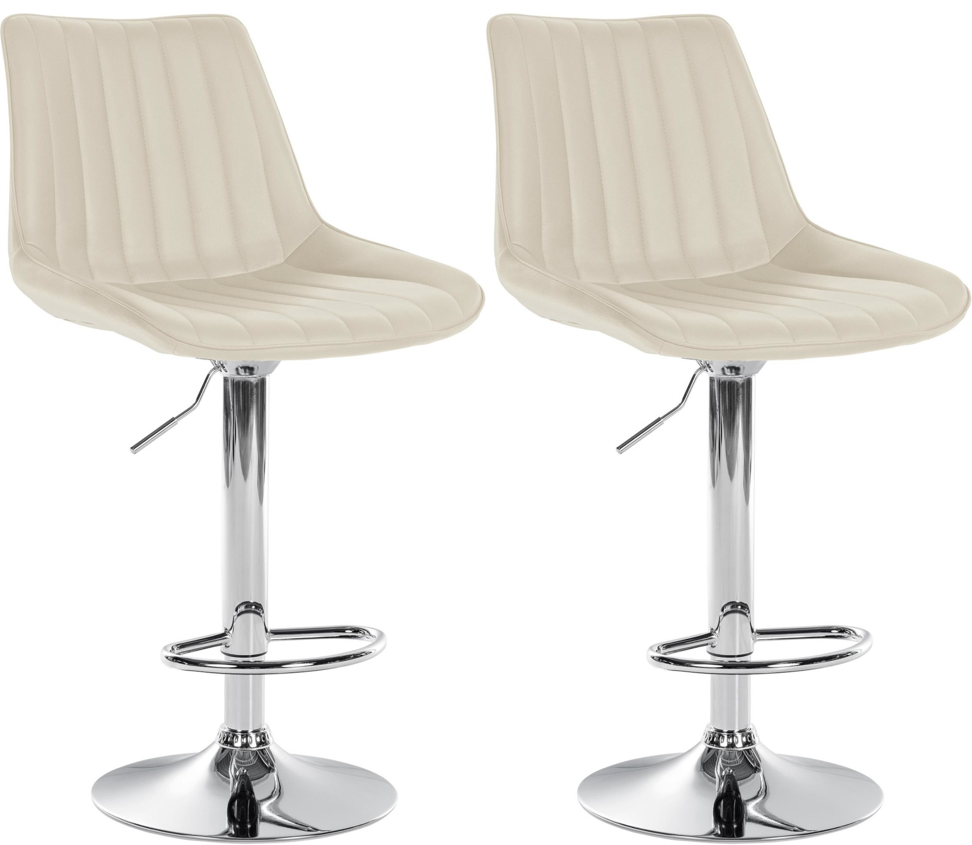 Clp - 2er Set Barhocker Toni Kunstleder Creme Metall In Chromoptik