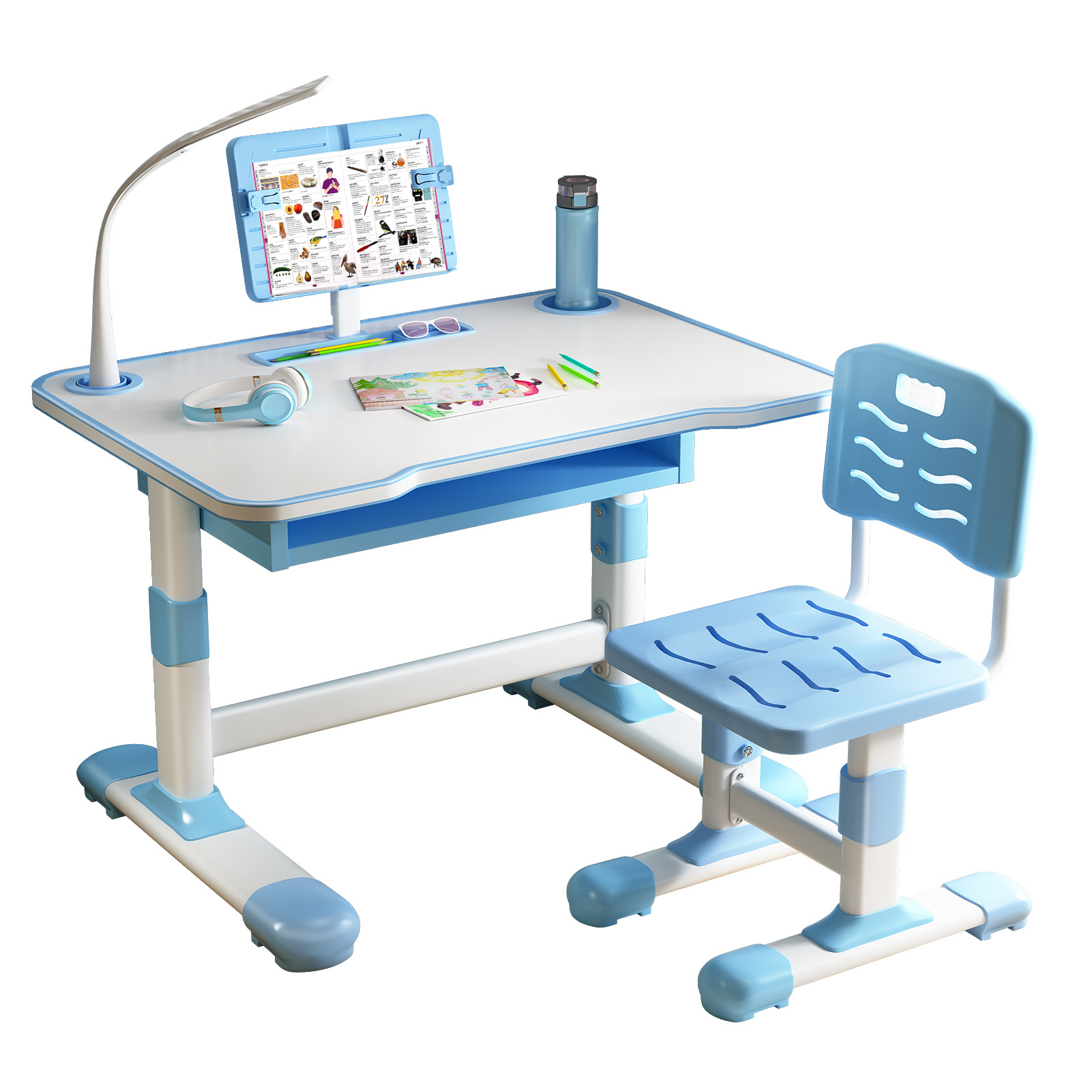 Flasidu - Bureau Enfant,hauteur Réglable,avec Support De Lecture