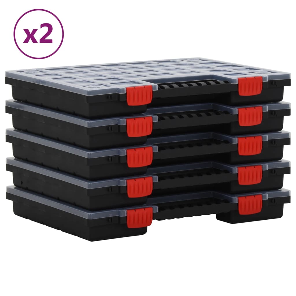 Boîte d'assortiment 40 x 30 x 5 cm avec séparateurs réglables, couvercle transparent, lot de 10
