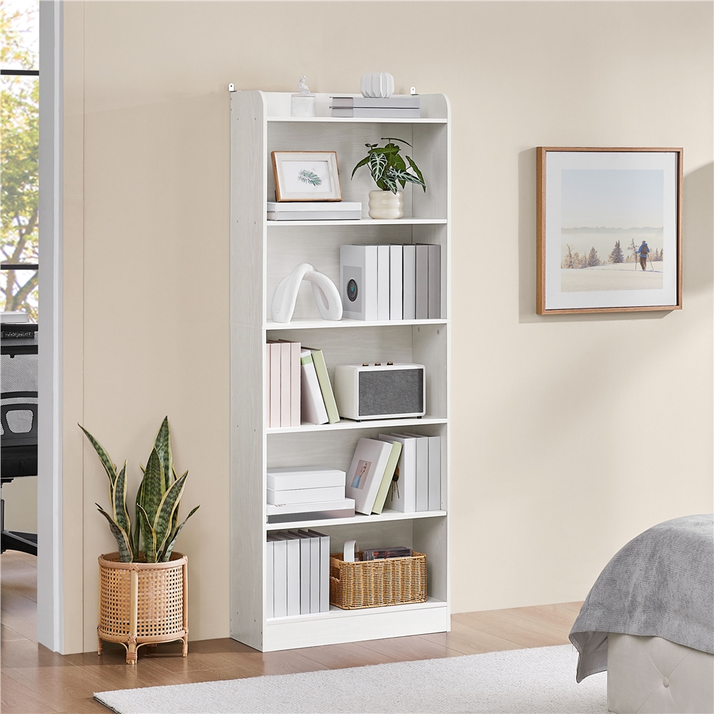 Bibliothèque, Meuble De Rangement À Niveaux Ouverts, Étagère Blanche Réglables À 3 Hauteurs Différentes, Pour Salon, Bureau, Chambre, Salle À Manger 24×60×160 Cm Blanc - Yaheetech