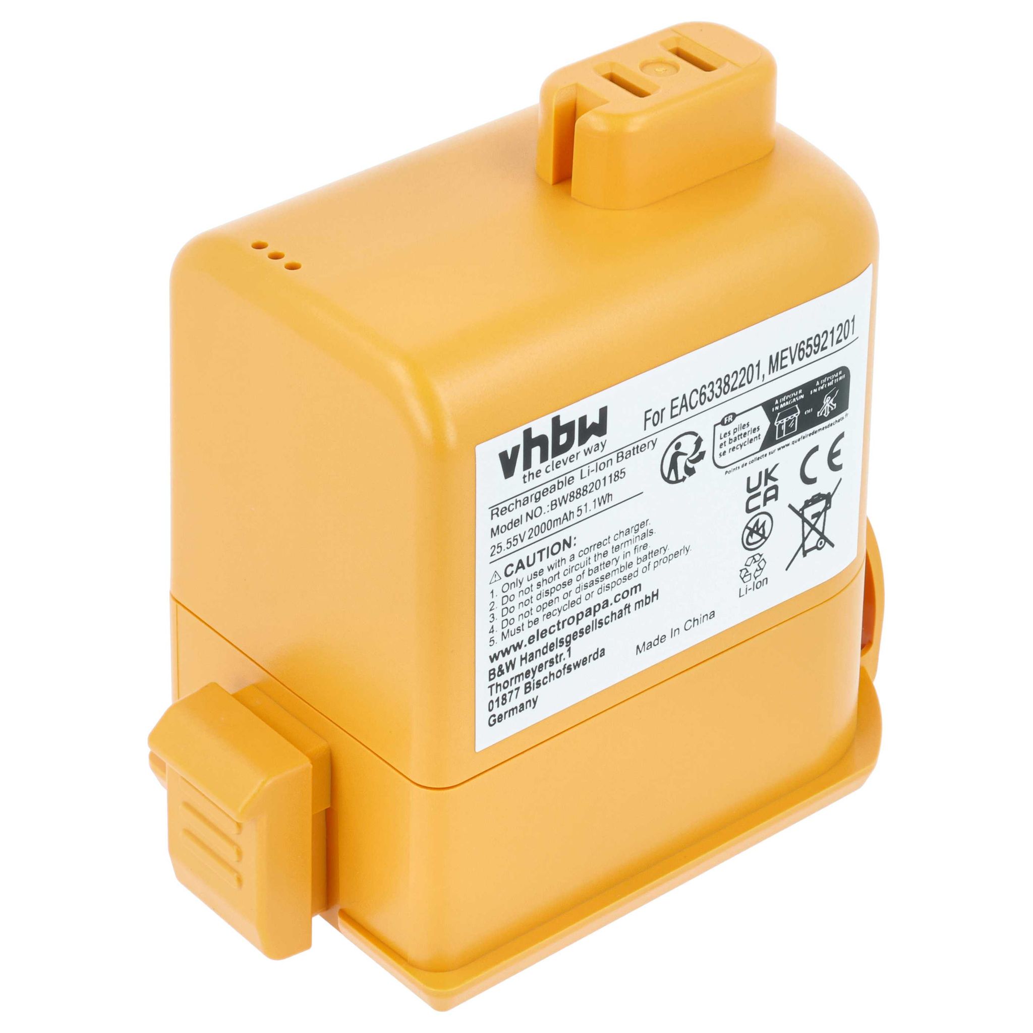 Vhbw - Replacement Battery Compatible With Lg Cord Zero A9 Plus Vacuum Cleaner Home Cleaner (2000mah, 25.55v, Li-ion)