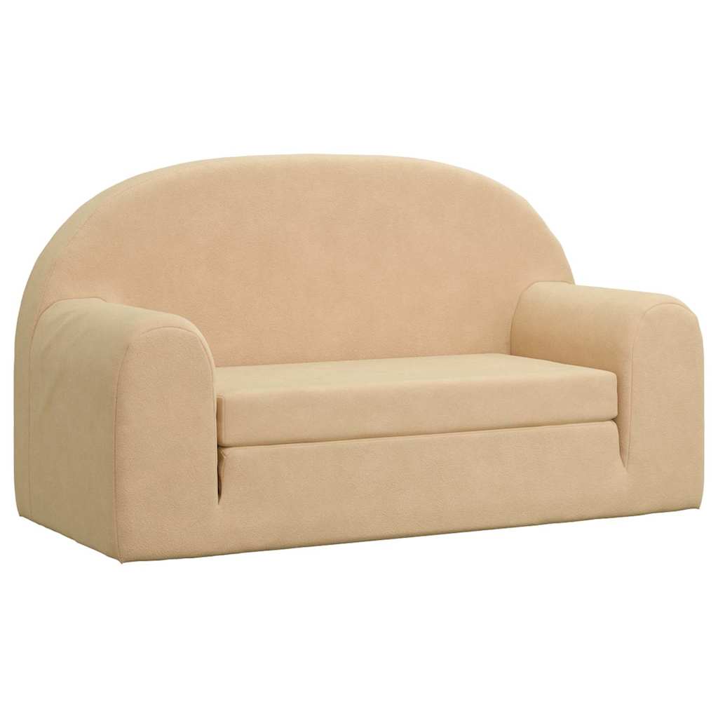 Kids' Sofa Bed 2-seater Cream Soft Plush Vidaxl