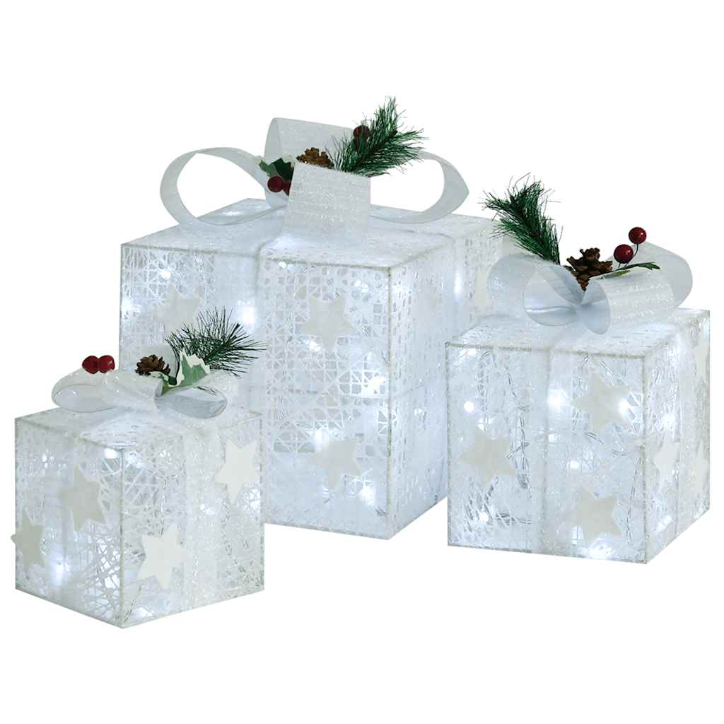 Decorative Christmas Gift Boxes 3 Pcs White Outdoor Indoor Vidaxl
