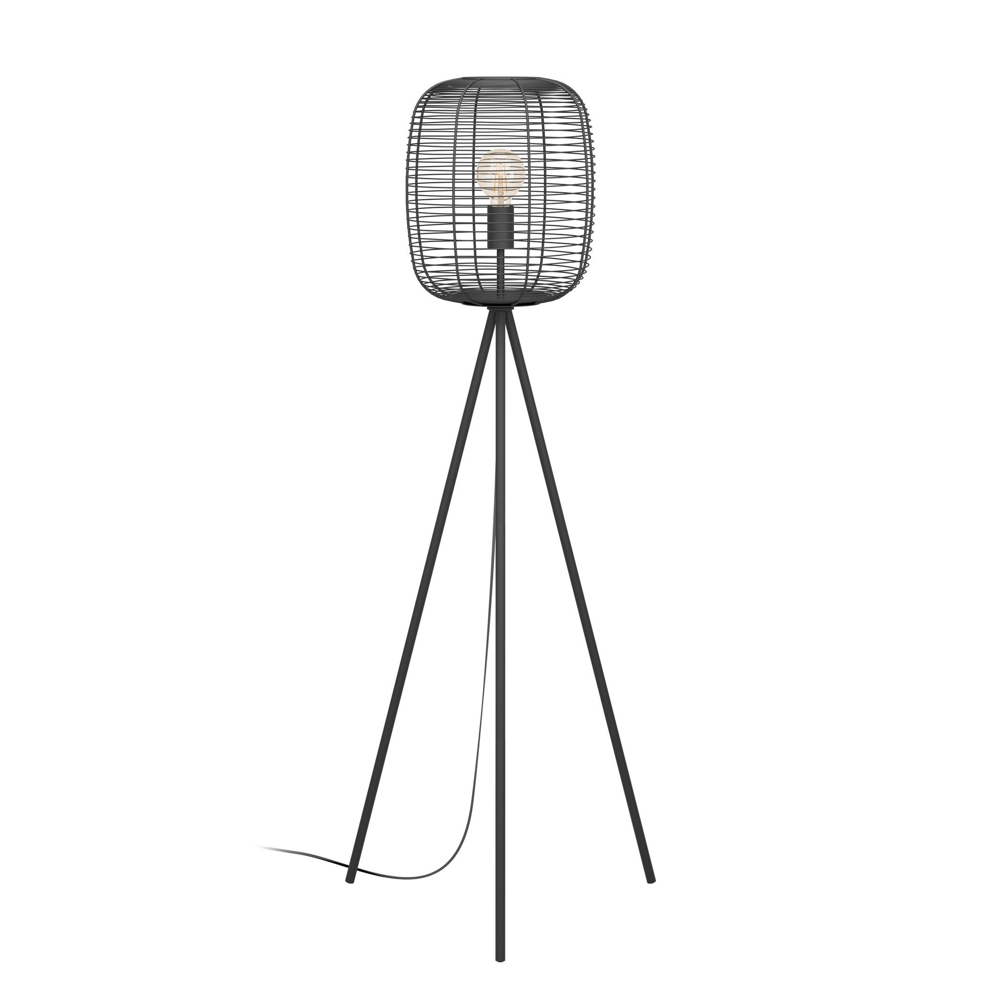 Eglo Schwarz Stehlampe Rinroe, Stativ Stehleuchte, Standleuchte Dreibein Aus Metall In Lampe Wohnzimmer Mit Schalter, Wohnzimmerlampe Mit E27 Fassung