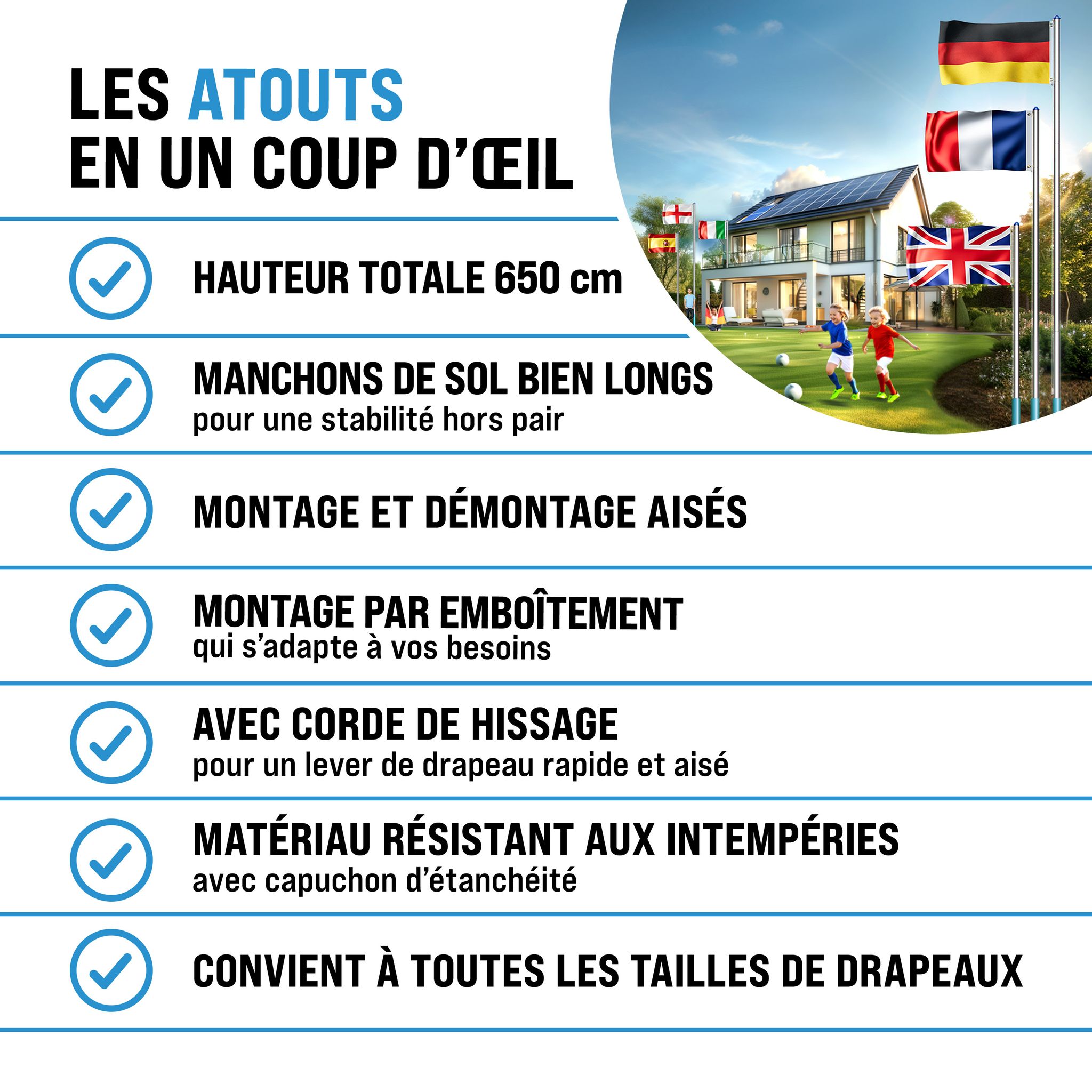 Fahnenmast Alu 650cm inkl Spanien-Flagge