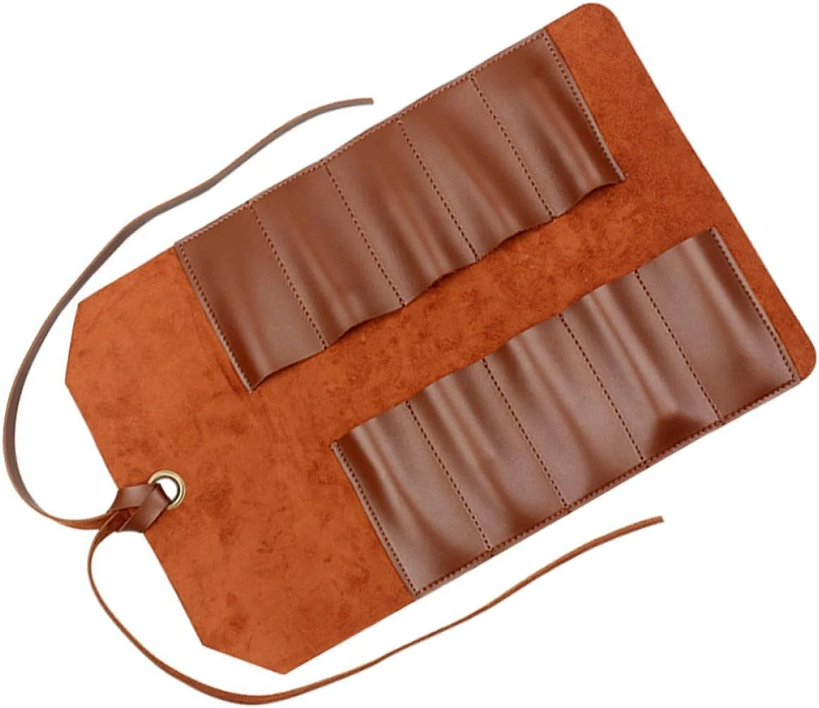 Trousse à outils en cuir marron, organiseur à 10 compartiments, 39,4 x 25,4 cm