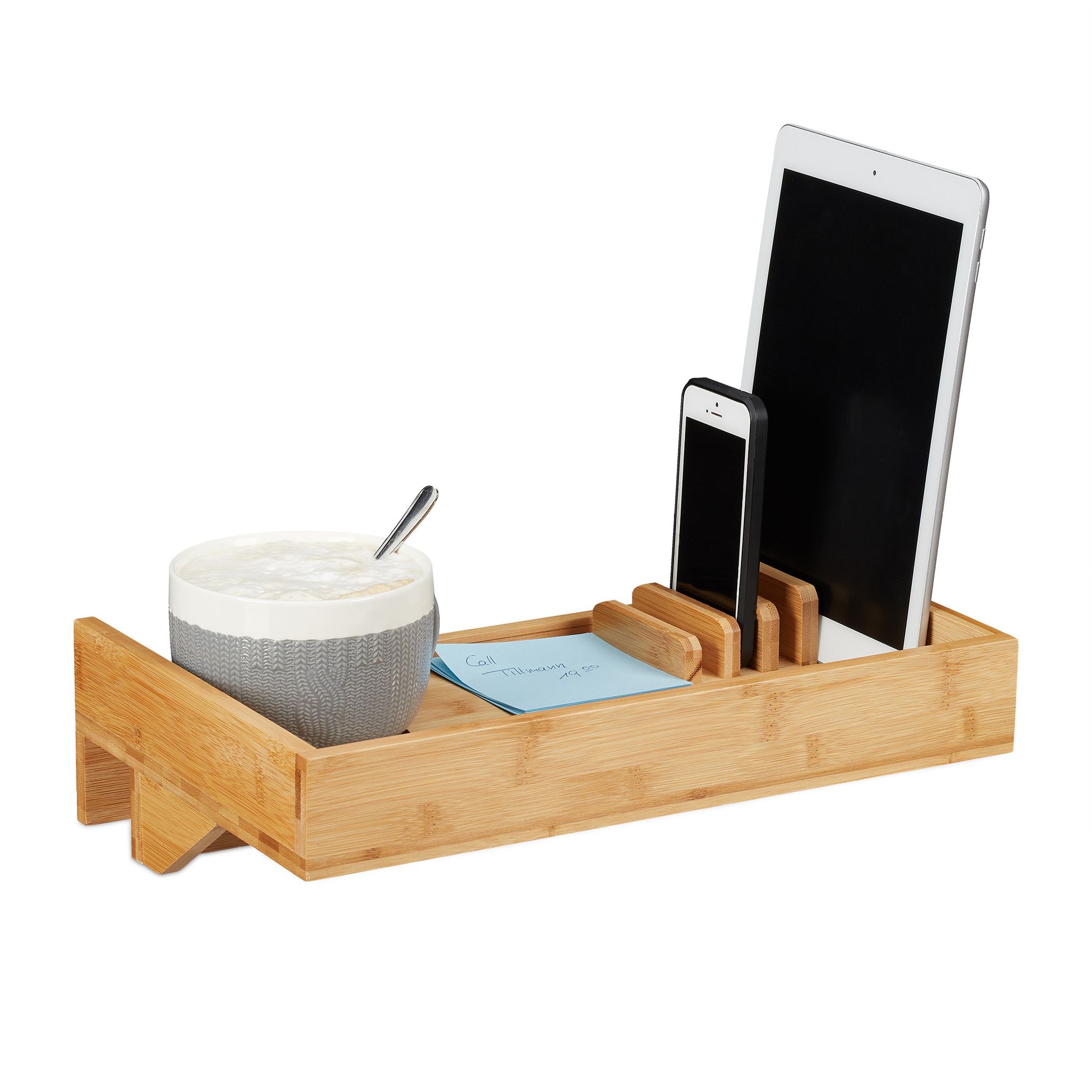 relaxdays Tablett "mit Halterungen Nature" Holzart: Bambus (China)