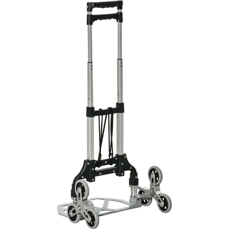 Diable pliant en aluminium avec 6 roues et sangle, charge 70 kg, poignée télescopique