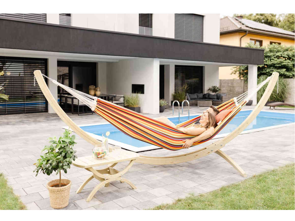 Hamac Sur Pied 3 Places En Coton/polyester – Charge Maximale 200 Kg