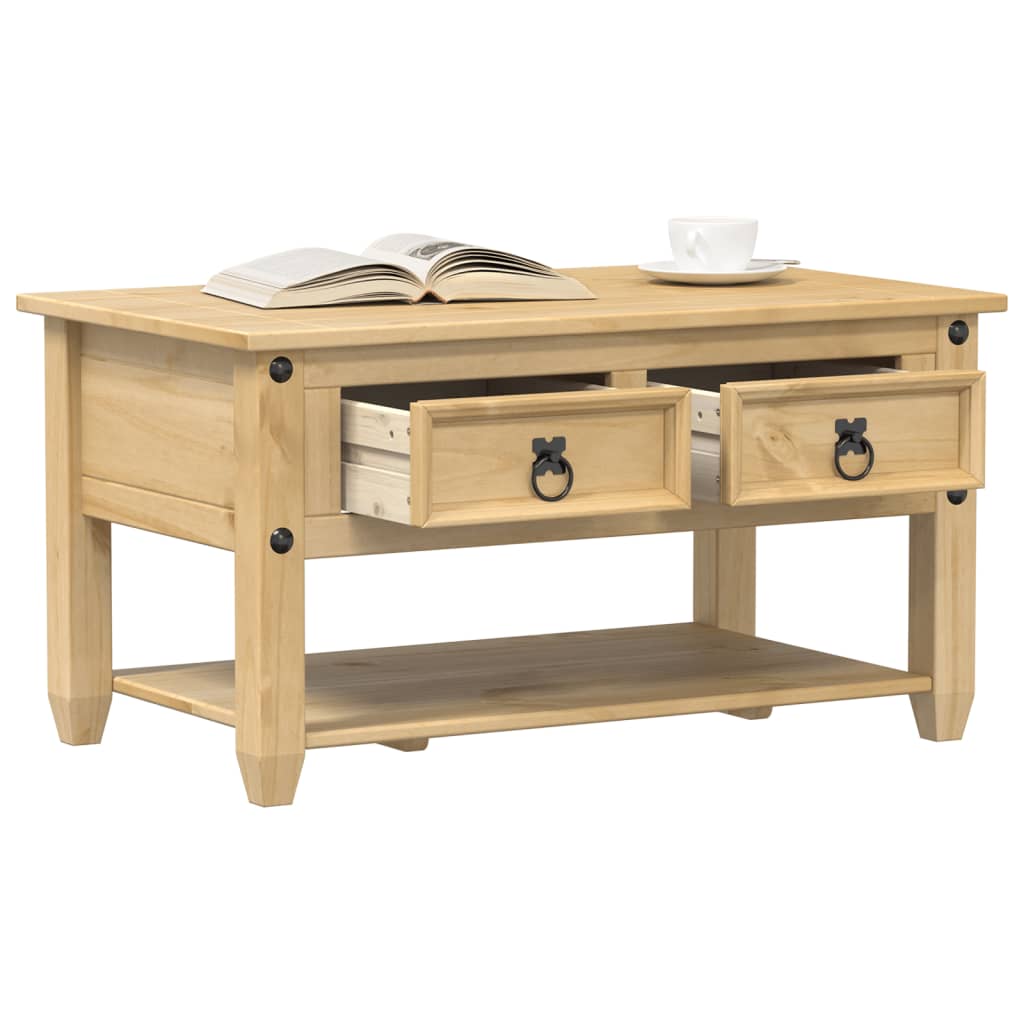 Table Basse Avec Tiroirs Corona 85x50x45 Cm Bois De Pin Massif Vidaxl