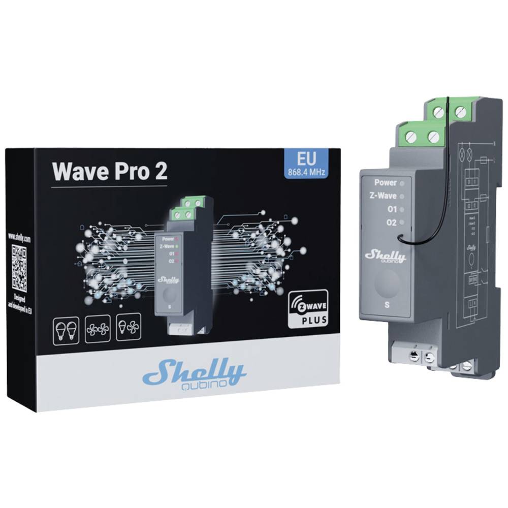 Shelly Shelly_W_Pro_2 Wave Pro 2 DIN Rail 2-Channel Smart Switch 1...