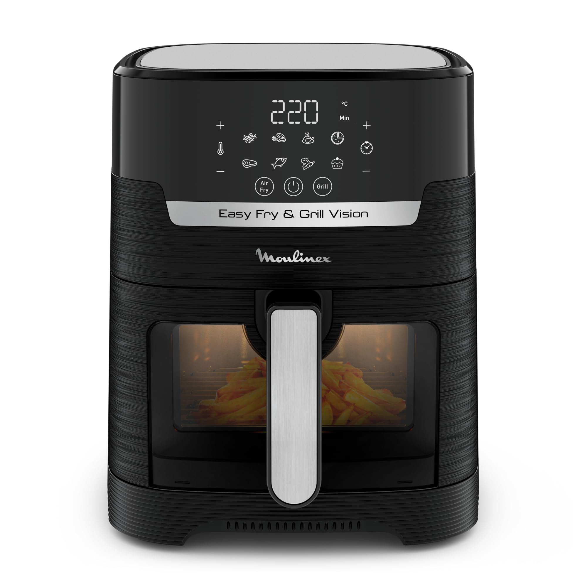 Moulinex Friggitrice Ad Aria, Griglia Elettrica, Easy Fry & Grill Vision, 4.2 Litri, Fino A 6 Persone, Griglia Removibile, 8 Programmi Di Cottura, Tecnologia Grill E Extra Crisp,app Per Ricette,ez5068