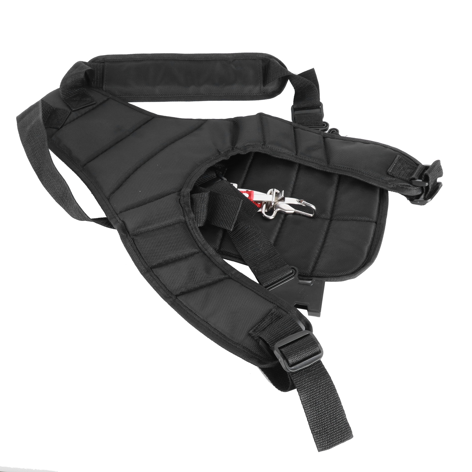 Harnais d'épaule pour débroussailleuse en nylon rembourré, réglable, noir