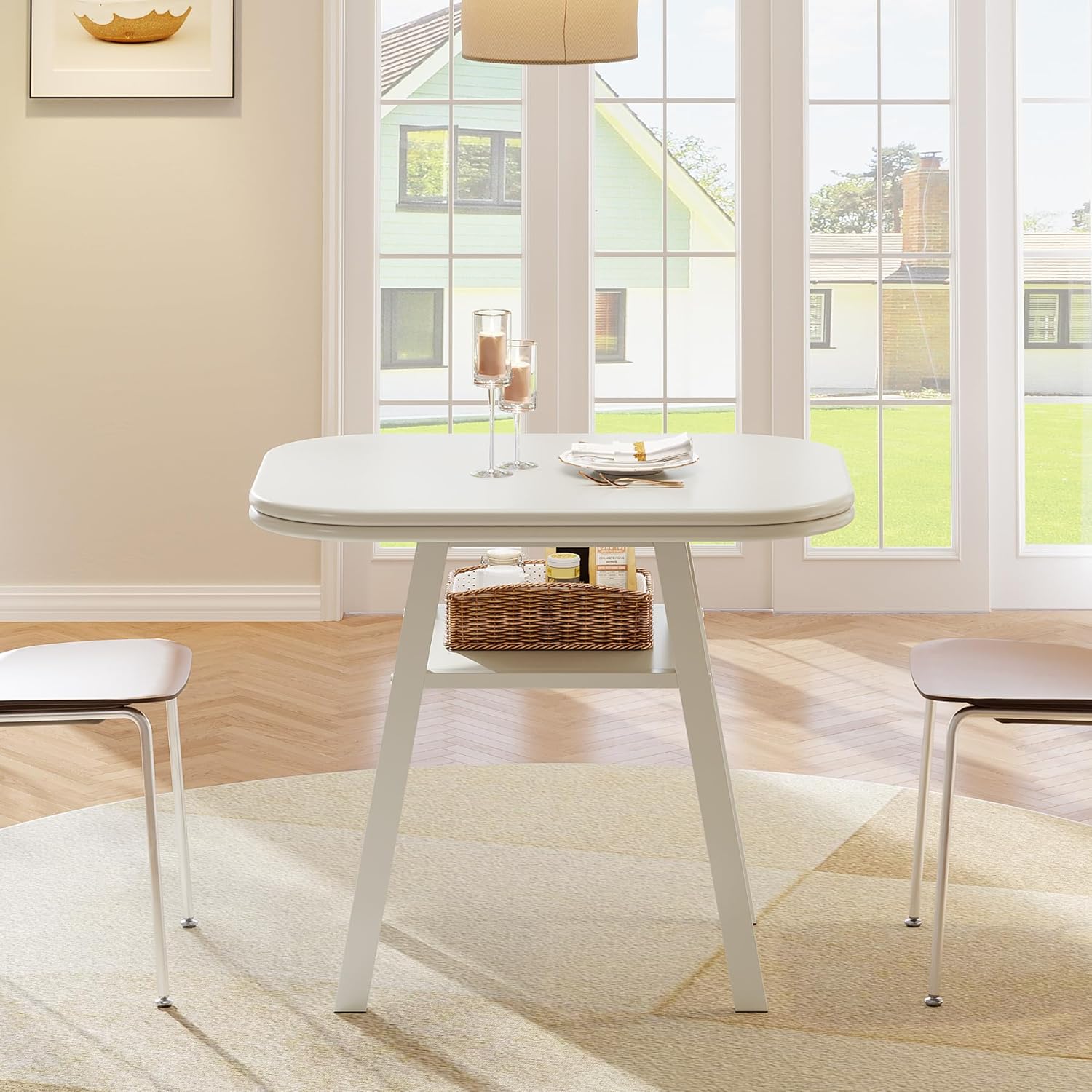 Tribesigns Petite Table De Salle À Manger Blanche De 80 Cm Pour 4 À 6 Personnes, Style Moderne Avec Pieds En Métal Pour Salle À Manger, Cuisine Ou Café (table Uniquement)